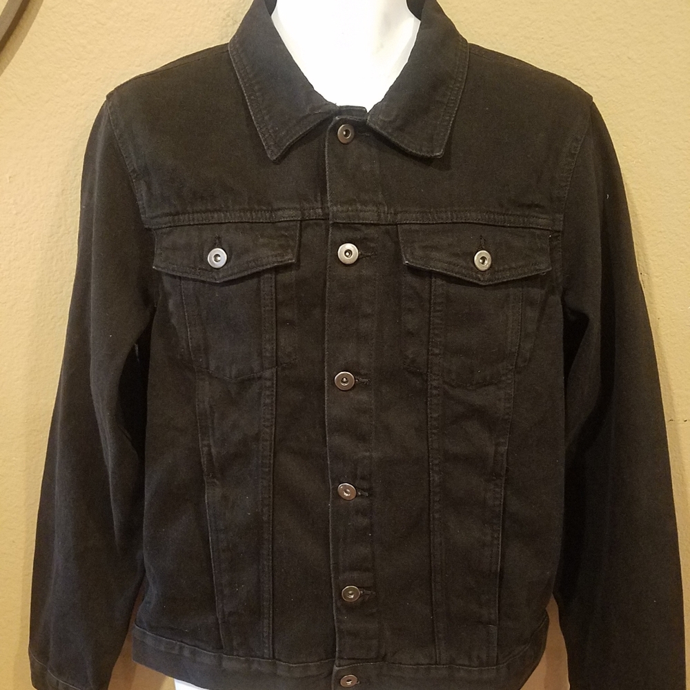 Black denim mens jacket